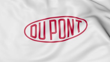 Waving flag with Dupont logo. Editorial 3D rendering clipart