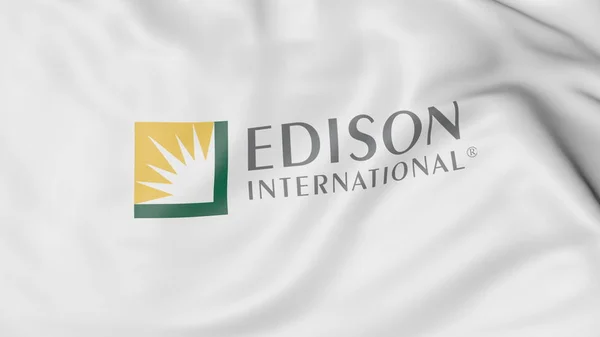 Edison International logolu bayrak sallıyor. Editoryal 3d render — Stok fotoğraf