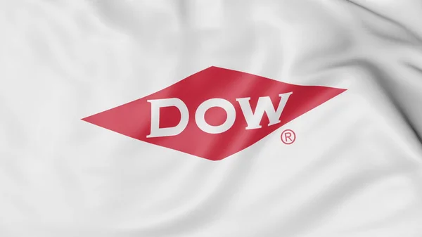 Bandeira acenando com o logotipo da Dow Chemical Company. Renderização 3D editorial — Fotografia de Stock