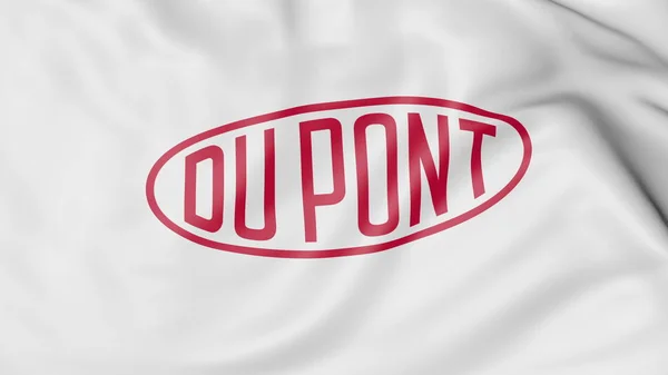 เคลื่อนธงด้วยโลโก้ Dupont การบรรณาธิการ 3D — ภาพถ่ายสต็อก