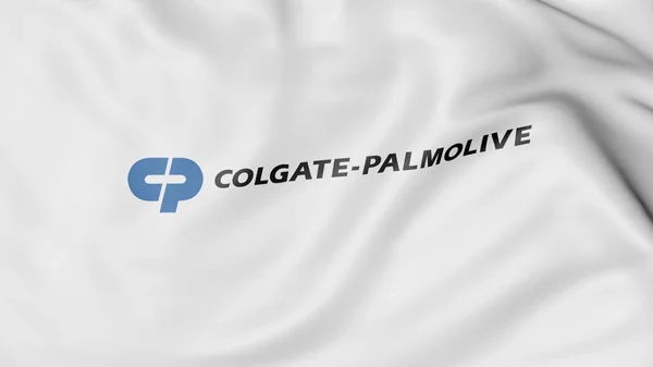 Bandeira ondulada com logotipo Colgate-Palmolive. Renderização 3D editorial — Fotografia de Stock