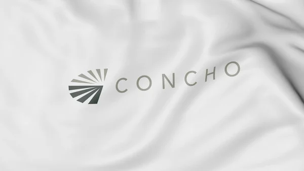 Flagge schwenkend mit Concho-Logo. redaktionelles 3D-Rendering — Stockfoto