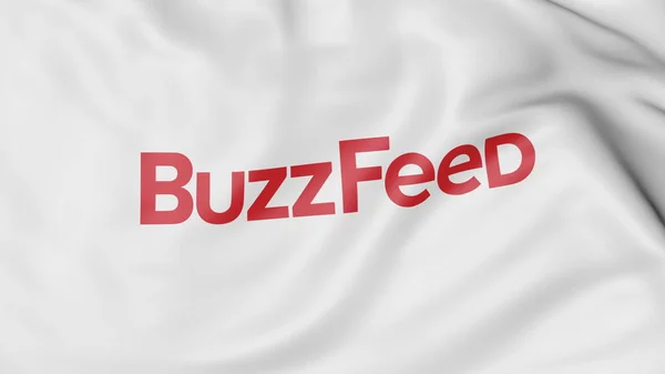 Vlající vlajka s logem Buzzfeed. Úvodník 3d vykreslování — Stock fotografie