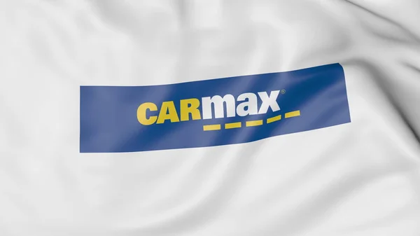 Bandiera sventolante con logo Carmax. Rendering editoriale 3D — Foto Stock