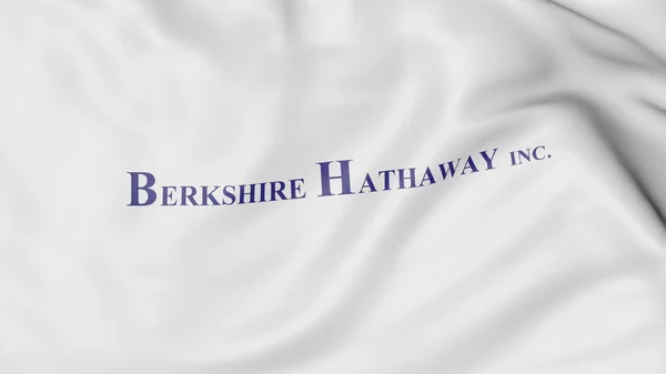 Розмахуючи прапором з Berkshire Hathaway логотип. Редакційні 3d-рендерінг — стокове фото