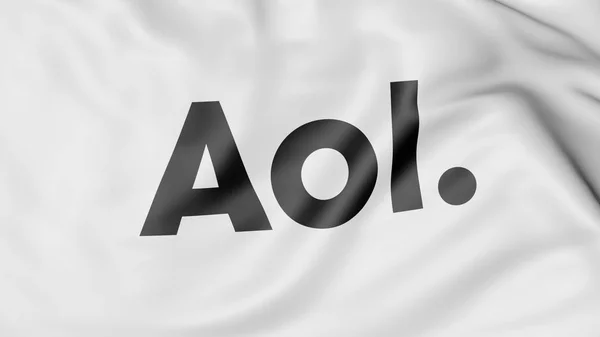 Wapperende vlag met Aol logo. Redactioneel 3D-rendering — Stockfoto