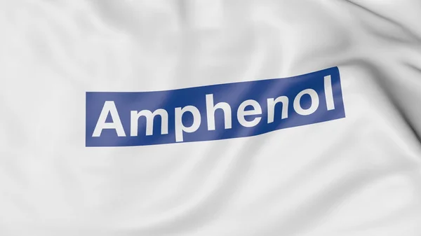 Κουνώντας τη σημαία με το λογότυπο Amphenol. Συντακτική 3d rendering — Φωτογραφία Αρχείου
