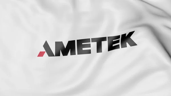 Bandiera sventolante con logo Ametek. Rendering editoriale 3D — Foto Stock