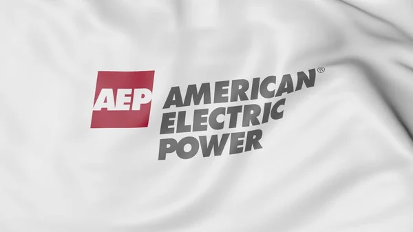 Acenando bandeira com logotipo da American Electric Power. Renderização 3D editorial — Fotografia de Stock