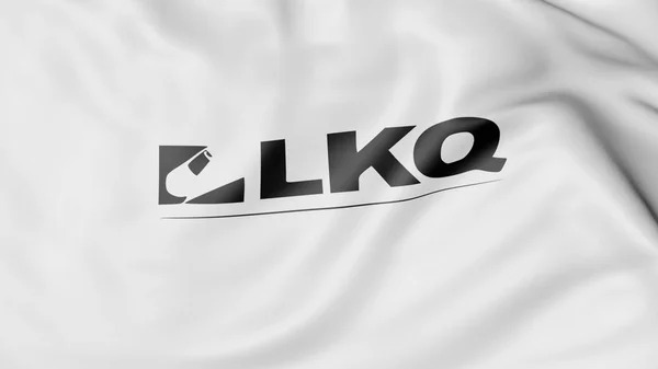 Κουνώντας τη σημαία με το λογότυπο Lkq Corporation. Συντακτική 3d rendering — Φωτογραφία Αρχείου