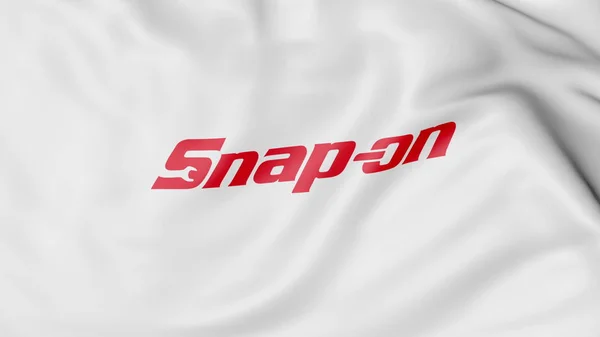 Bandiera sventolante con logo Snap-on. Rendering editoriale 3D — Foto Stock