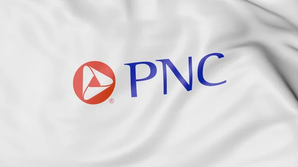 Bandeira acenando com o logotipo da PNC Financial Services. Renderização 3D editorial — Fotografia de Stock