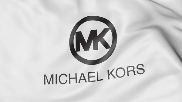 Bandera ondeando con el logotipo de Michael Kors. Representación Editorial 3D — Foto de Stock