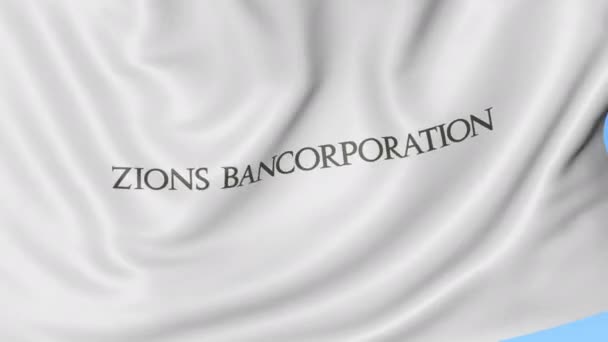 Bandiera sventolante con logo Zions Bancorporation. Seamles loop 4K animazione editoriale — Video Stock