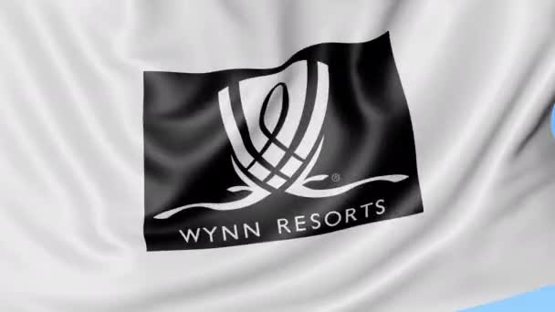 Wapperende vlag met Wynn Resorts logo. Gelast lus 4k redactionele animatie — Stockvideo