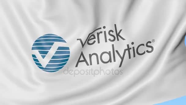 Κουνώντας τη σημαία με το λογότυπο Verisk Analytics. Ιδιαίτερα ελαστικό βρόχο 4k σύνταξης κινούμενα σχέδια — Αρχείο Βίντεο