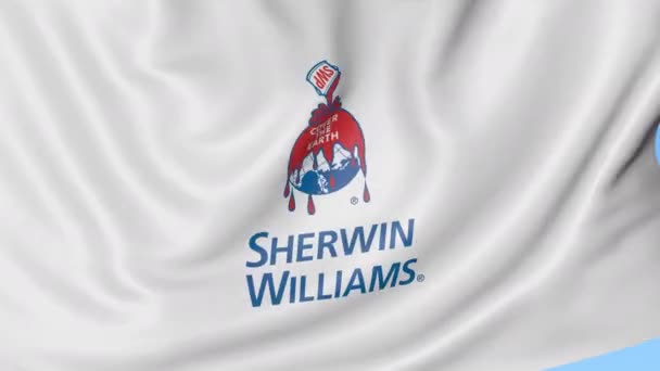 Vlající vlajka s logem Sherwin Williams. Tok dokumentů smyčka 4k redakční animace — Stock video