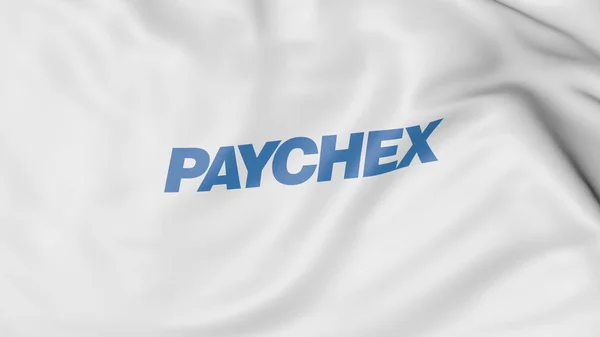 Bandiera sventolante con logo Paychex. Rendering editoriale 3D — Foto Stock