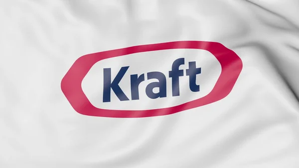 Flagge schwenkend mit Kraft-Food-Logo. redaktionelles 3D-Rendering — Stockfoto