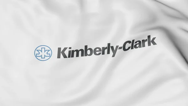 Flagge schwenkend mit Kimberly-Clark-Logo. redaktionelles 3D-Rendering — Stockfoto