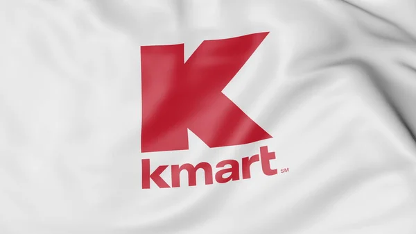 Flagge mit Kmart-Logo schwenken. redaktionelles 3D-Rendering — Stockfoto
