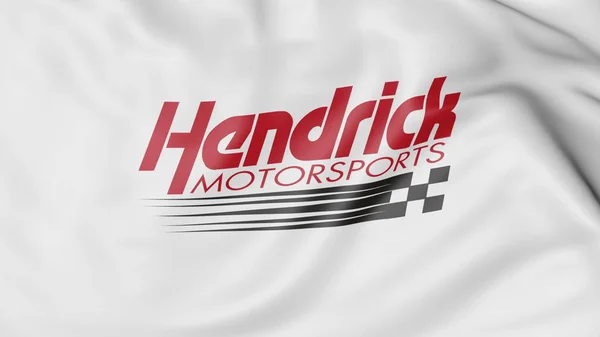 Κυματίζει σημαία με λογότυπο Hendrick στον μηχανοκίνητο αθλητισμό. Συντακτική 3d rendering — Φωτογραφία Αρχείου