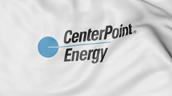 Bandera ondeante con logo CenterPoint Energy. Representación Editorial 3D — Foto de Stock