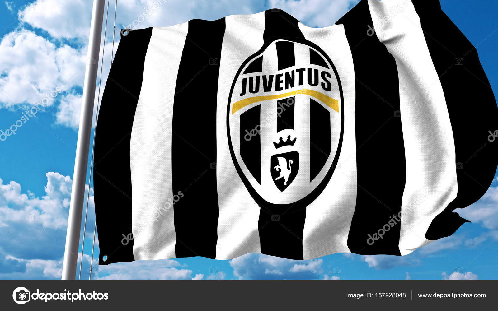 Imágenes La Bandera De Juventus Ondeando La Bandera Con