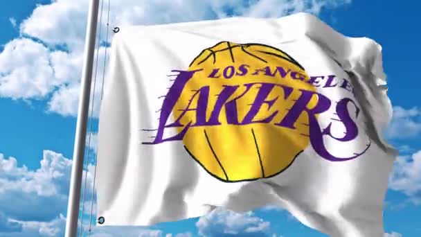 Waving Flag With Los Angeles Lakers Professional Team Logo 4k Editorial Clip Stock Video C Alexeynovikov 158251010