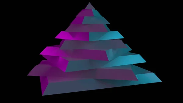 Gesegmenteerde piramide. 3D-graphics, niveau, geometrie, hiërarchie of mysterie concepten. 3D-rendering — Stockfoto