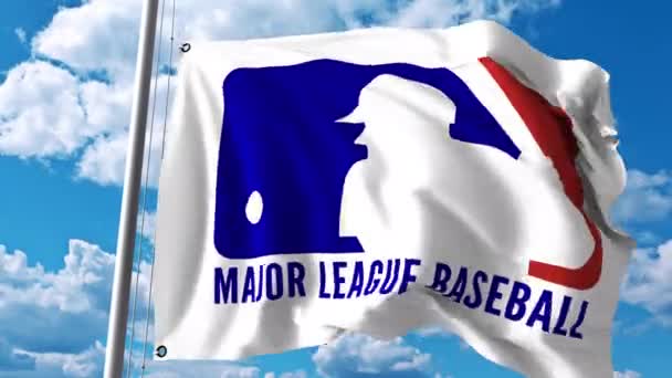 Bandiera sventolante con logo ML Baseball. Clip editoriale 4K — Video Stock