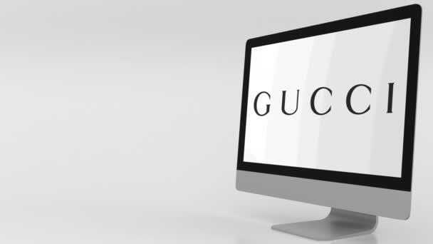 グッチのロゴと現代のコンピューター画面。4 k 編集クリップ — ストック動画