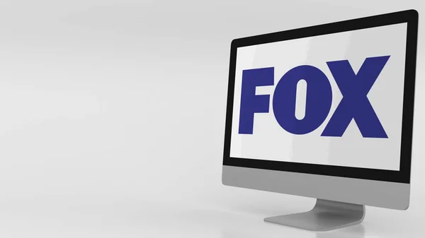 Modern computer screen with Fox logo. Editorial 3D rendering — Stock Photo, Image