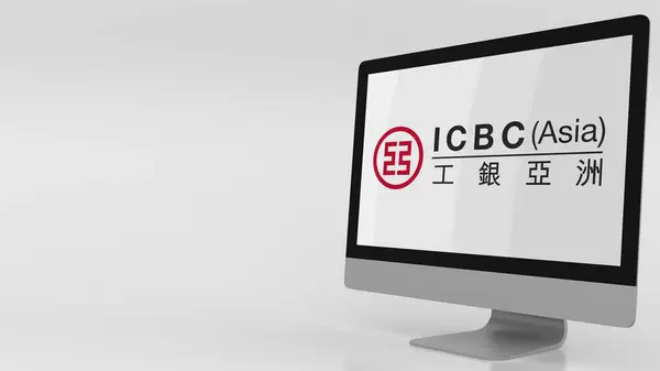 Écran d'ordinateur moderne avec logo ICBC. Editorial rendu 3D — Photo