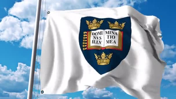 Waving Flag With University Of Oxford Emblem 4k Editorial Clip