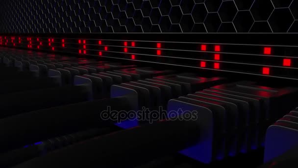 Loopable motion background - server connectors and flashing red lamps. Cloud storage technology or data center concepts — Stock Video