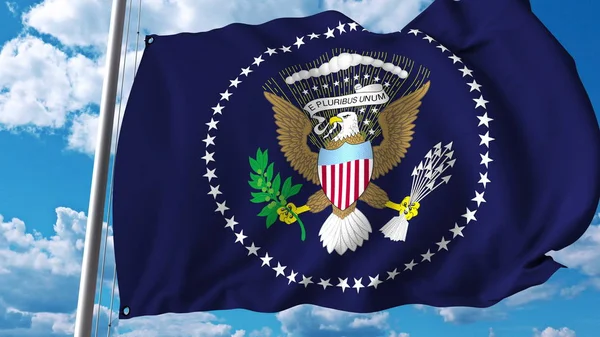 Ondeando la bandera del presidente de EE.UU. Representación Editorial 3D —  Fotos de Stock