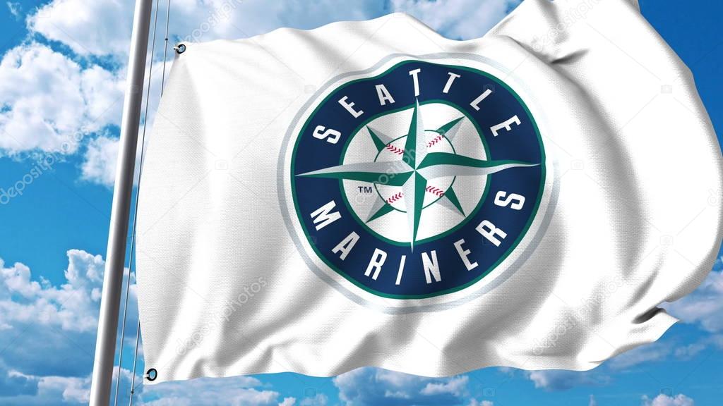 Waving flag with St. Louis Cardinals professional team logo. Editorial 3D