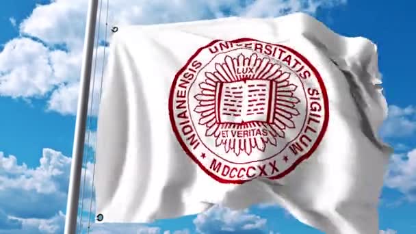 Machać flaga z godłem Indiana University. 4 k Video Redakcja — Wideo stockowe