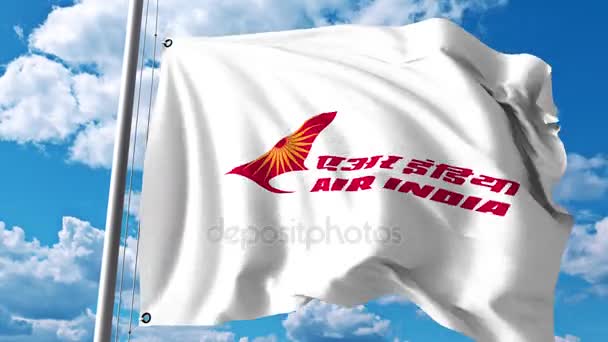 Flagge mit Air-India-Logo. 4k Editorial Clip — Stockvideo