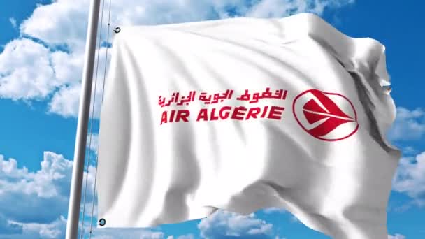 Drapeau avec logo Air Algerie. Clip éditorial 4K — Video
