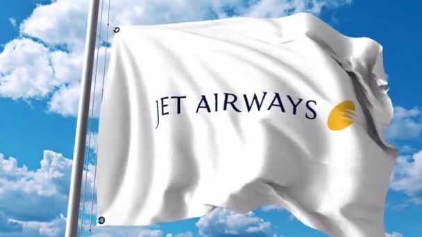 Drapeau agitant avec le logo Jet Airways. Clip éditorial 4K — Video