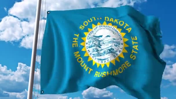 Ondeando la bandera de Dakota del Sur. Clip 4K — Vídeo de stock