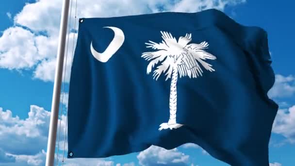 Flagge von South Carolina schwenkend. 4k-Clip — Stockvideo
