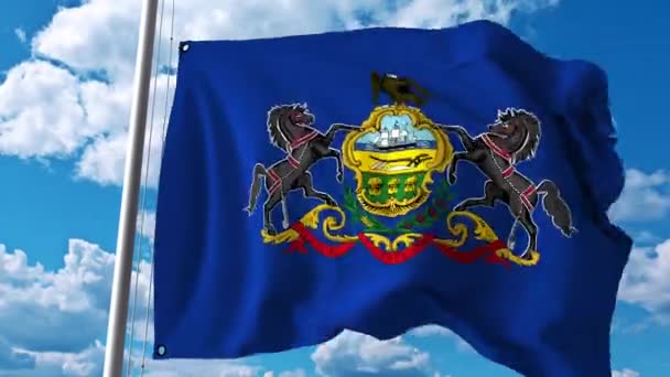 Wapperende vlag van Pennsylvania. 4 k-clip — Stockvideo