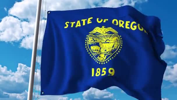 Macha flagą Oregon. 4 k wideo — Wideo stockowe