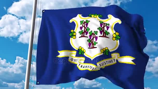 Wapperende vlag van Connecticut. 4 k-clip — Stockvideo