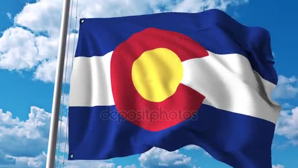 Viftande flagga i Colorado. 4 k klipp — Stockvideo