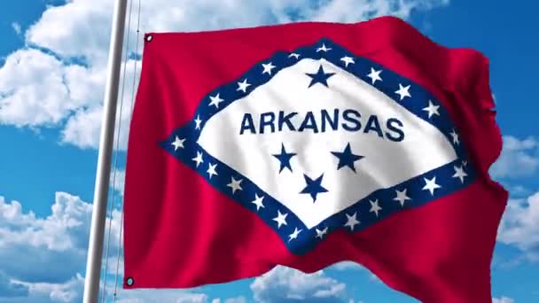 Viftande flagga i Arkansas. 4 k klipp — Stockvideo