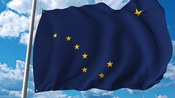 Ondeando la bandera de Alaska. Renderizado 3D — Foto de Stock